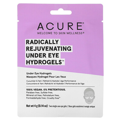 ACURE Radically Rejuvenating, гидрогели под глазами, 2 одноразовых геля для глаз, 0,14 жидк. Унции (4 унции)