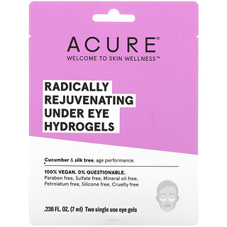 Acure, قناع الجل المائي التجميلي لإعادة النضارة إلى منطقة تحت العين بشكل جذري، 2 قناع للعين للاستخدام مرة واحدة، 0.236 أونصة سائلة (7 مل)