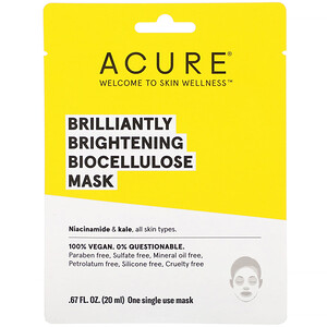 Акьюр Органикс, Brilliantly Brightening, Biocellulose Mask, 1 Single Use Mask, .67 fl oz (20 ml) отзывы