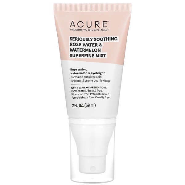 Acure, Seriously Soothing, Rose Water & Watermelon Superfine Mist, 2 fl oz (59 ml)