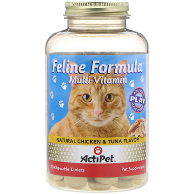 Feline Formula, For Cats, Natural Chicken & Tuna Flavor, 90 Chewable Tablets