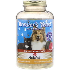 Отзывы о Актипет, Brewer's Yeast with Flax Seed, For Dogs & Cats, Natural Beef Flavor, 90 Chewable Tablets