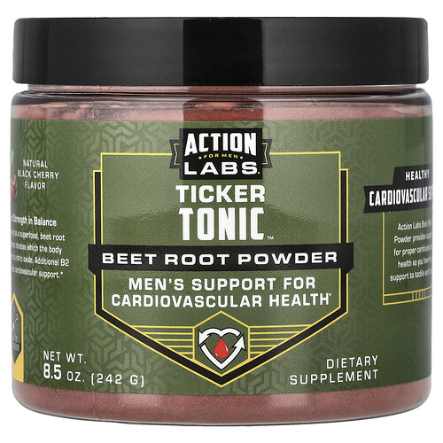Action Labs For Men, Ticker Tonic™, Beet Root Powder, Natural Black Cherry, 8.5 oz (242 g)