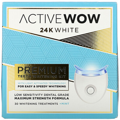 Active Wow 24KWhite, набор для отбеливания зубов премиального качества, со вкусом мяты, 30применений