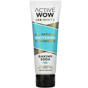 Active Wow, 24K White, All Natural Whitening Toothpaste, Baking Soda + Mint, 4 oz (113 g) отзывы