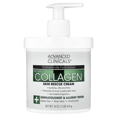 Advanced Clinicals, Crema de recuperación para la piel con colágeno, 454 g (16 oz)