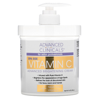 Advanced Clinicals осветляющий крем с витамином С, улучшенная формула, 454 г (16 унций)