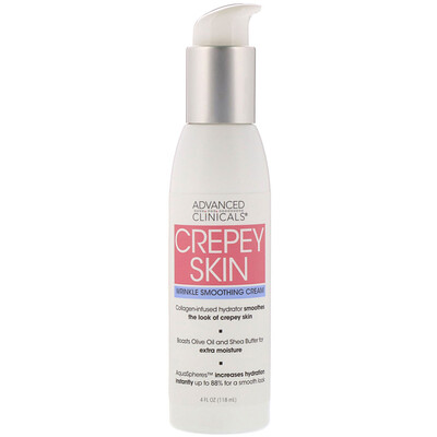 Advanced Clinicals Crepey Skin, Wrinkle Smoothing Cream, 4 fl oz (118 ml)
