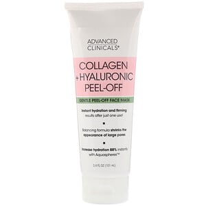 Advanced Clinicals, Collagen + Hyaluronic Peel-Off, Gentle Peel-Off Face Mask, 3.4 fl oz (101 ml) отзывы