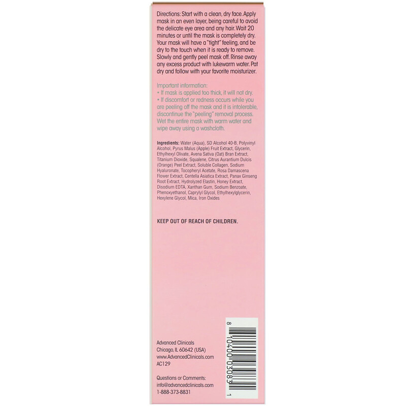 Advanced Clinicals, Collagen + Hyaluronic PeelOff, Gentle