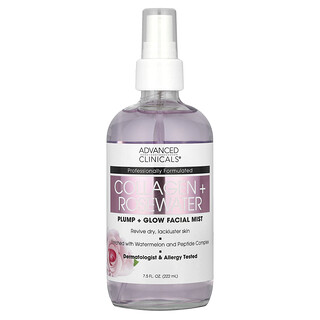 Advanced Clinicals, Kolagen + Air Mawar, Gebu + Glow Facial Mist, 7.5 fl oz (222 ml)