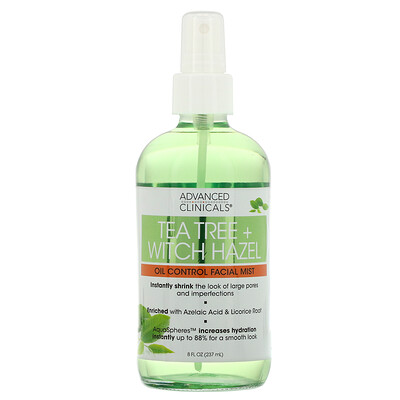 Advanced Clinicals Tea Tree + Witch Hazel, Oil Control Facial Mist, 8 fl oz (237 ml)