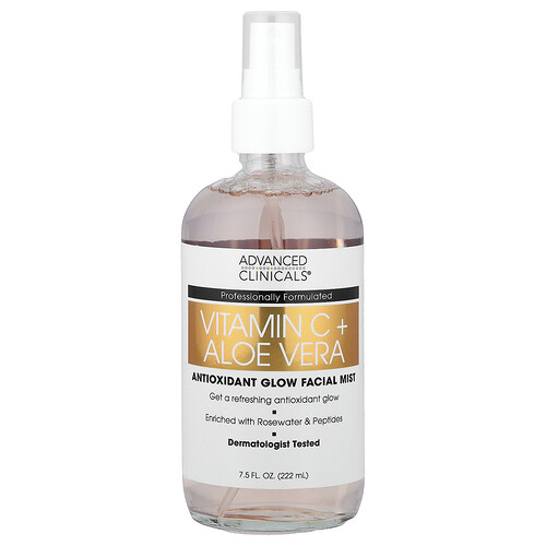 Advanced Clinicals Vitamin C + Aloe Vera, Antioxidant Glow Facial Mist, 7.5 fl oz (222 ml)