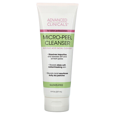 Advanced Clinicals Micro-Peel Cleanser, Glycolic Acid Facial Cleanser, 8 fl oz (237 ml)