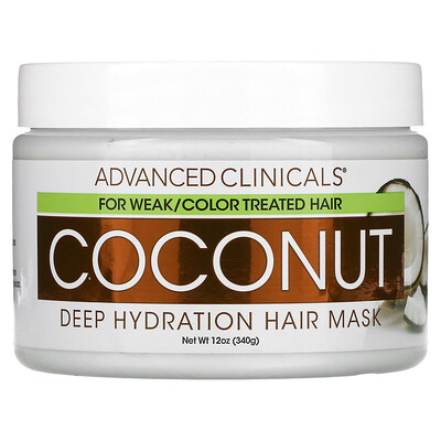 Advanced Clinicals Coconut, маска для глубокого увлажнения волос, 340 г (12 унций)