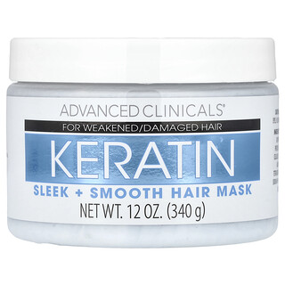 Advanced Clinicals, Queratina, Mascarilla para el cabello elegante y suave, 340 g (12 oz)