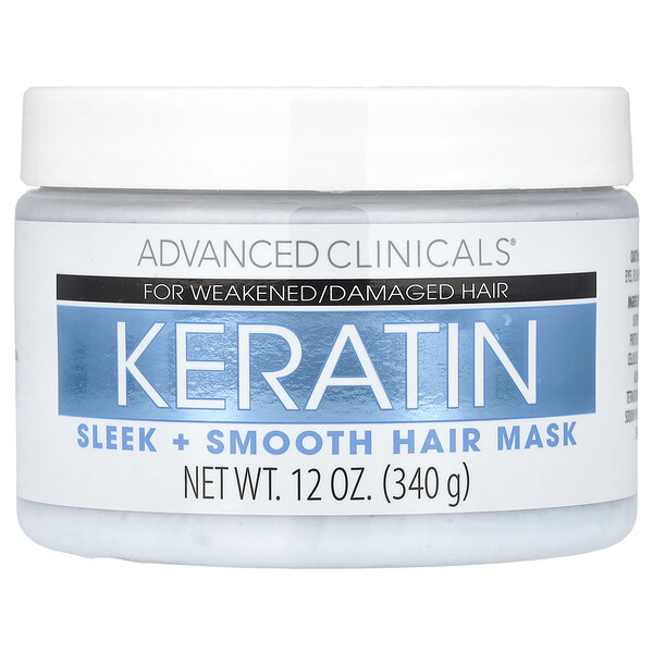 Advanced Clinicals Keratin, Sleek + Smooth Hair Mask, 12 oz (340 g)