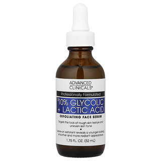 Advanced Clinicals, Sérum à 10 % d'acide glycolique et d'acide lactique, 52 ml