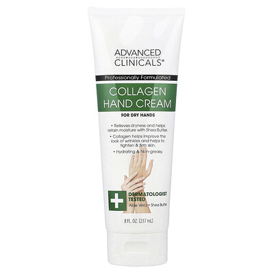 Advanced Clinicals, Crema de manos con colágeno, 237 ml (8 oz. Líq.)