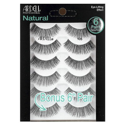 Ardell, Eyelashes, Natural, 105, 6 Pairs
