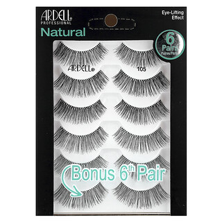 Ardell, Pestañas, Naturales, 105, 6 pares
