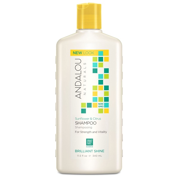 Andalou Naturals, Shampoo, Brilliant Shine, For Strength and Vitality, Sunflower & Citrus, 11.5  fl oz (340 ml)