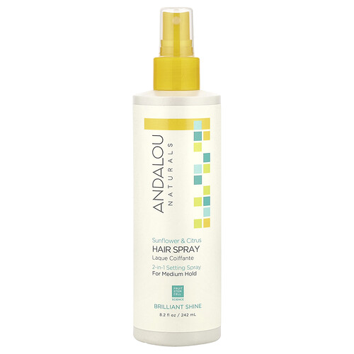 Andalou Naturals, Hair Spray, Brilliant Shine, For Medium Hold, Sunflower & Citrus , 8.2 fl oz (242 ml)