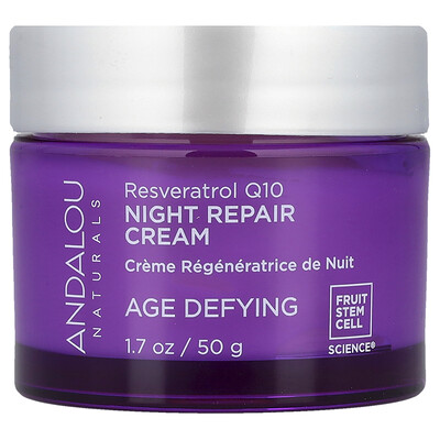 Andalou Naturals, Night Repair Cream, Resveratrol Q10, 1.7 oz (50 g)