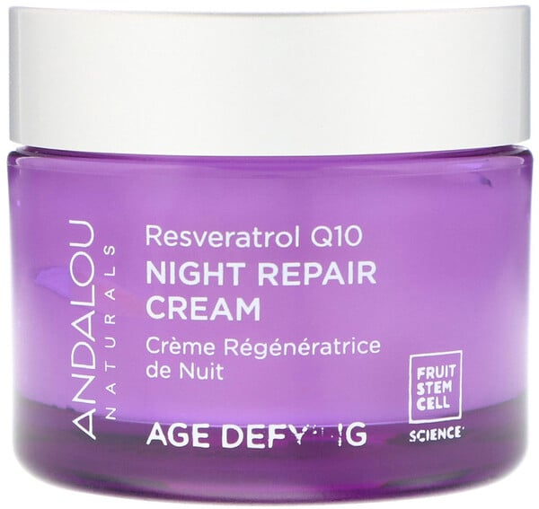 Andalou Naturals, Night Repair Cream, Resveratrol Q10, Age-Defying, 1.7 oz (50 g)