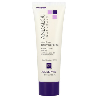 Andalou Naturals, Loción facial, Defensa diaria ultrabrillante, FPS 18, Antiedad, 80 ml (2,7 oz. Líq.)