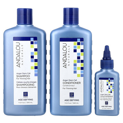 Andalou Naturals, Argan Stem Cell, Thinning Hair System, Age Defying, 3 Piece Kit