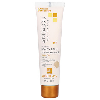 Andalou Naturals‏, משחת יופי ויטמין C מבית BB, מבהירה, SPF 30, גוון שקוף, 58 מ“ל (2 אונקיות נוזל)