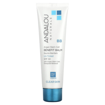 

Andalou Naturals BB Argan Stem Cell Benefit Balm Clear Skin SPF 30 Un-Tinted 2 fl oz (58 ml)