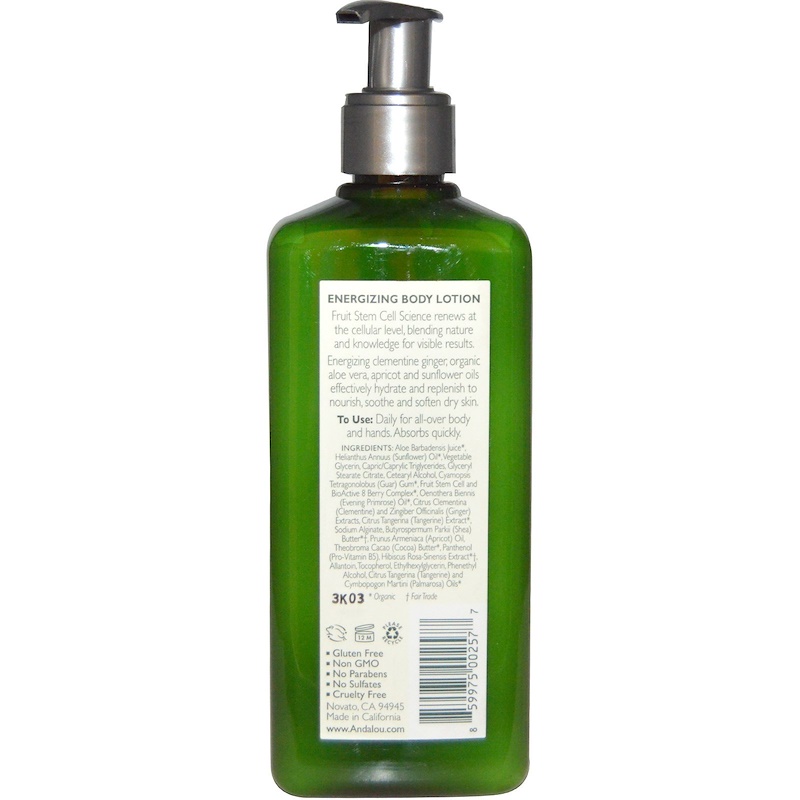 Andalou Naturals, Energizing Body Lotion, Clementine Ginger, 11 fl oz