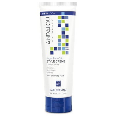 

Andalou Naturals Крем для укладки истонченных волос со стволовыми клетками аргании, 5.8 жидких унций (172 мл)