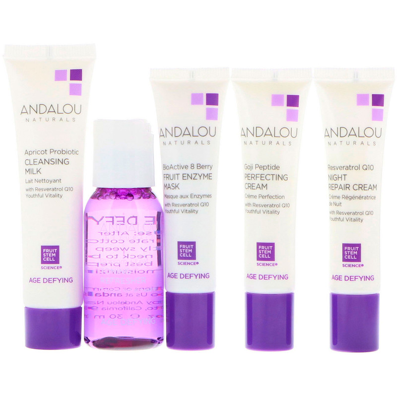 Andalou Naturals, Ξεκινήστε, Αψηφώντας την ηλικία, Essentials για την περιποίηση του δέρματος, Κιτ 5 τεμαχίων