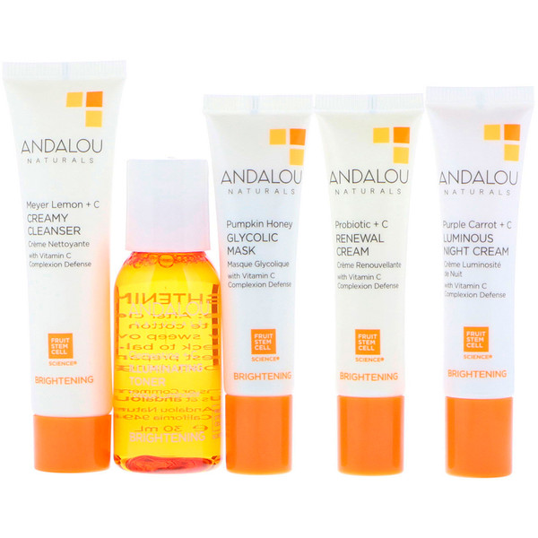 Andalou Naturals, Get Started Brightening, Unverzichtbare Hautpflegeprodukte, Satz aus 5 Stⁿck