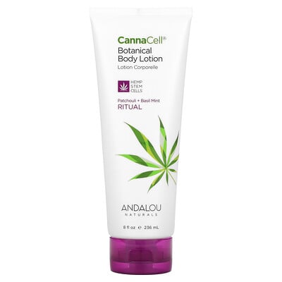 

Andalou Naturals CannaCell, растительный лосьон для тела, ритуальный, пачули + базилик и мята, 236 мл (8 жидк. Унций)