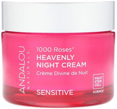 Andalou Naturals Божественный ночной крем для чувствительной кожи, 1000 роз, 1.7 жидких унций (50 мл)