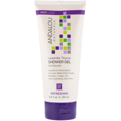 Andalou Naturals 沐浴露,清爽,薰衣草百里香,8.5液量盎司(251毫升)