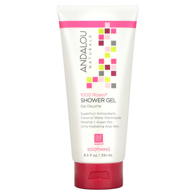 

Andalou Naturals, Shower Gel, 1000 Roses, Soothing, 8.5 fl oz (251 ml)