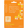 Andalou Naturals, Brilho e Firmeza Instantâneos, Máscara de Hidrossérum Facial, Brilhante, 1 Máscara de Folha de Fibra de Uso Único, 18 ml (6 fl oz)