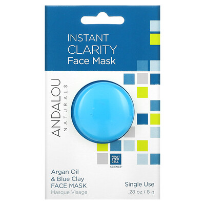 Andalou Naturals мгновенное очищение, маска для лица с маслом арганы и голубой глиной, 8г (0,28унции)