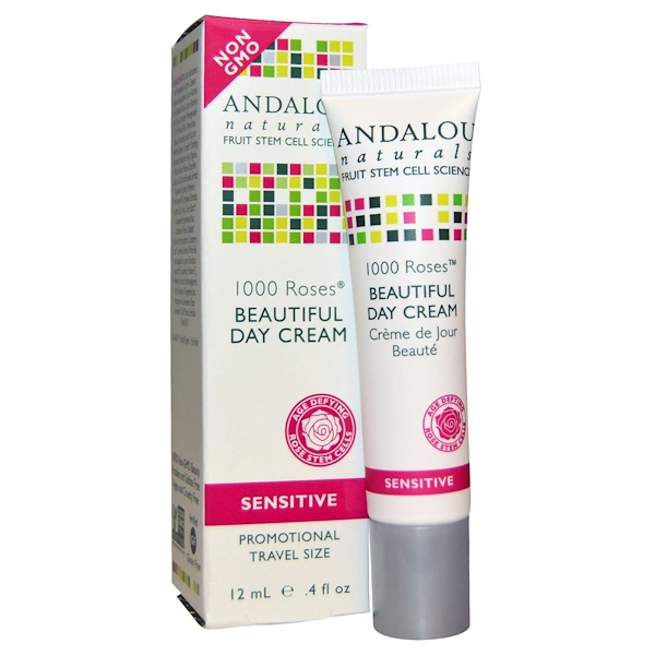 Andalou Naturals, Дневной крем для чувствительной кожи, 1000 роз, 0.4 ж. унции (12 мл)