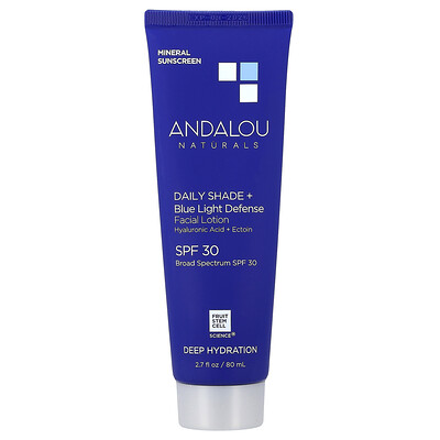 Product Image for Andalou Naturals, Deep Hydration, Daily Shade + Blue Light Defense Facial Lotion, SPF 30, 2.7 fl oz (80 ml)