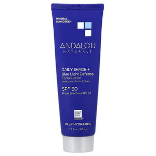 Andalou Naturals, Hidratación profunda, Loción facial con protección contra la luz azul y tono diario, FPS 30, 80 ml (2,7 oz. líq.)