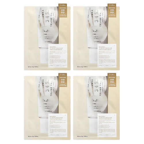 Dr. Althea 345 Relief Cream Beauty Mask, 4 Sheets, 0.88 oz (25 g) Each