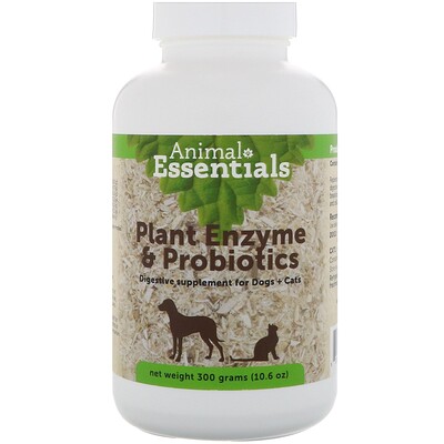 Animal Essentials Растительные энзимы и пробиотики, Для собак и кошек, 10,6 унц. (300 г)