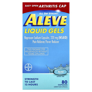 Aleve, Cápsulas de naproxeno sódico, Geles líquidos, 220 mg, 80 cápsulas