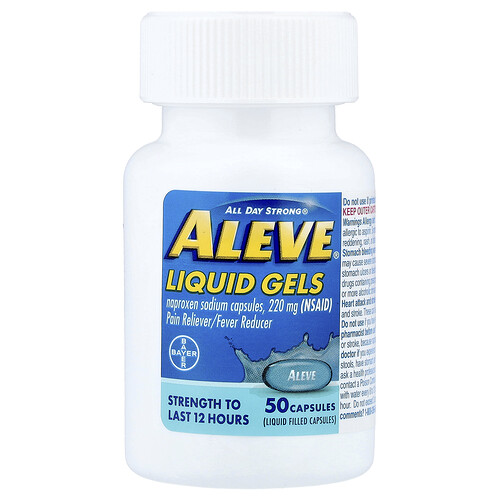 Aleve, Naproxen Sodium Capsules, Liquid Gels, 220 mg, 50 Capsules